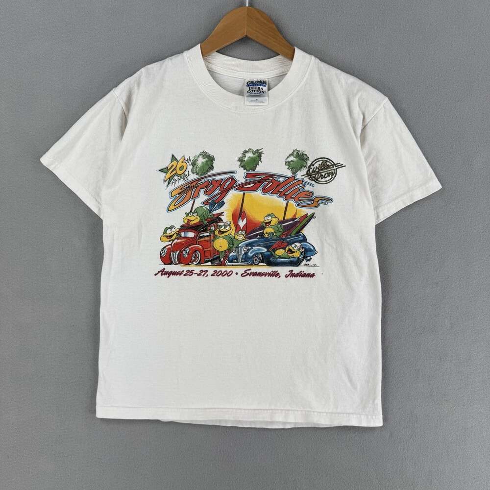 Vintage Frog Follies Shirt Mens Medium White Surfs Up Show 2000 Evansville Tee